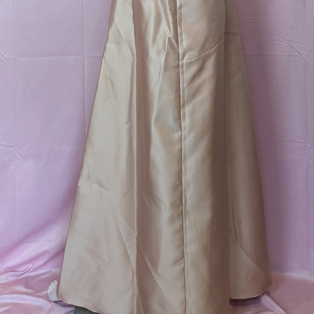 Alfred Sung Sateen Twill Sleeveless Bridesmaid Dress with Pockets Toasted Sugar - Picture 6 of 11